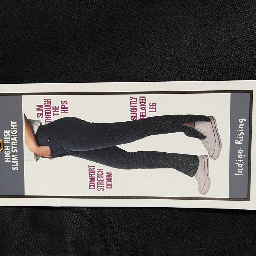 Indigo Rising Black High-Rise Slim Straight Leg Jeans
